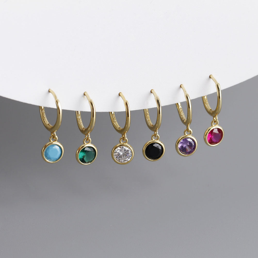 S925 Silver Multi-color Round Zircon Earrings