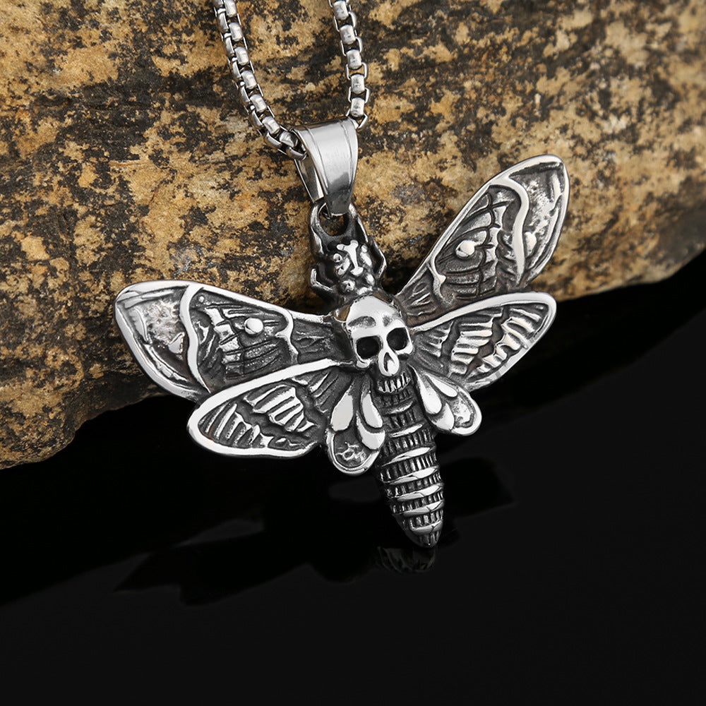 Viking Style Moth Skull Necklace