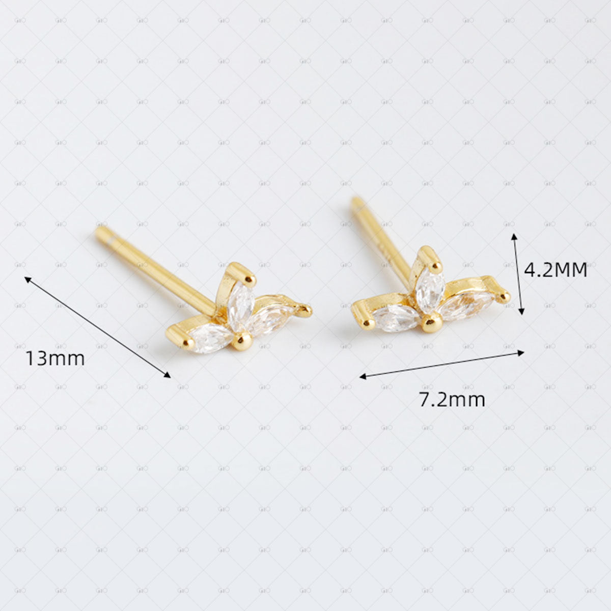 S925 Silver Three-petal Shaped Zircon Earrings