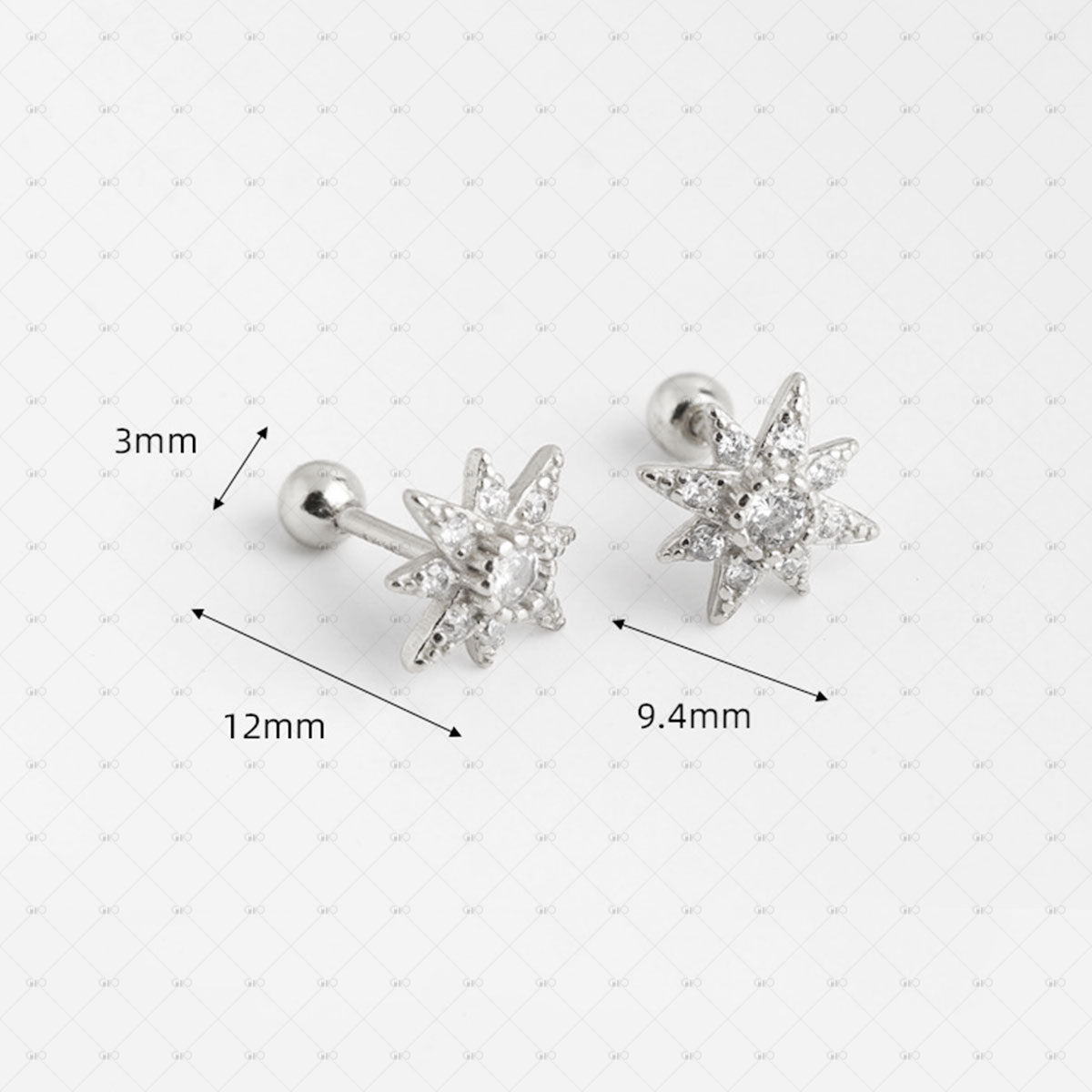 S925 Silver Shiny Star Screw Earrings