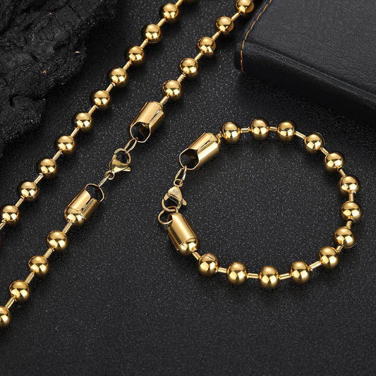 8mm Men's Beaded Chain Bracelet