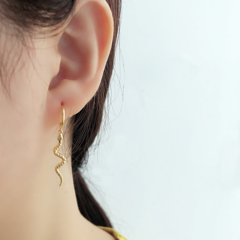 S925 Silver Snake Animal Earrings