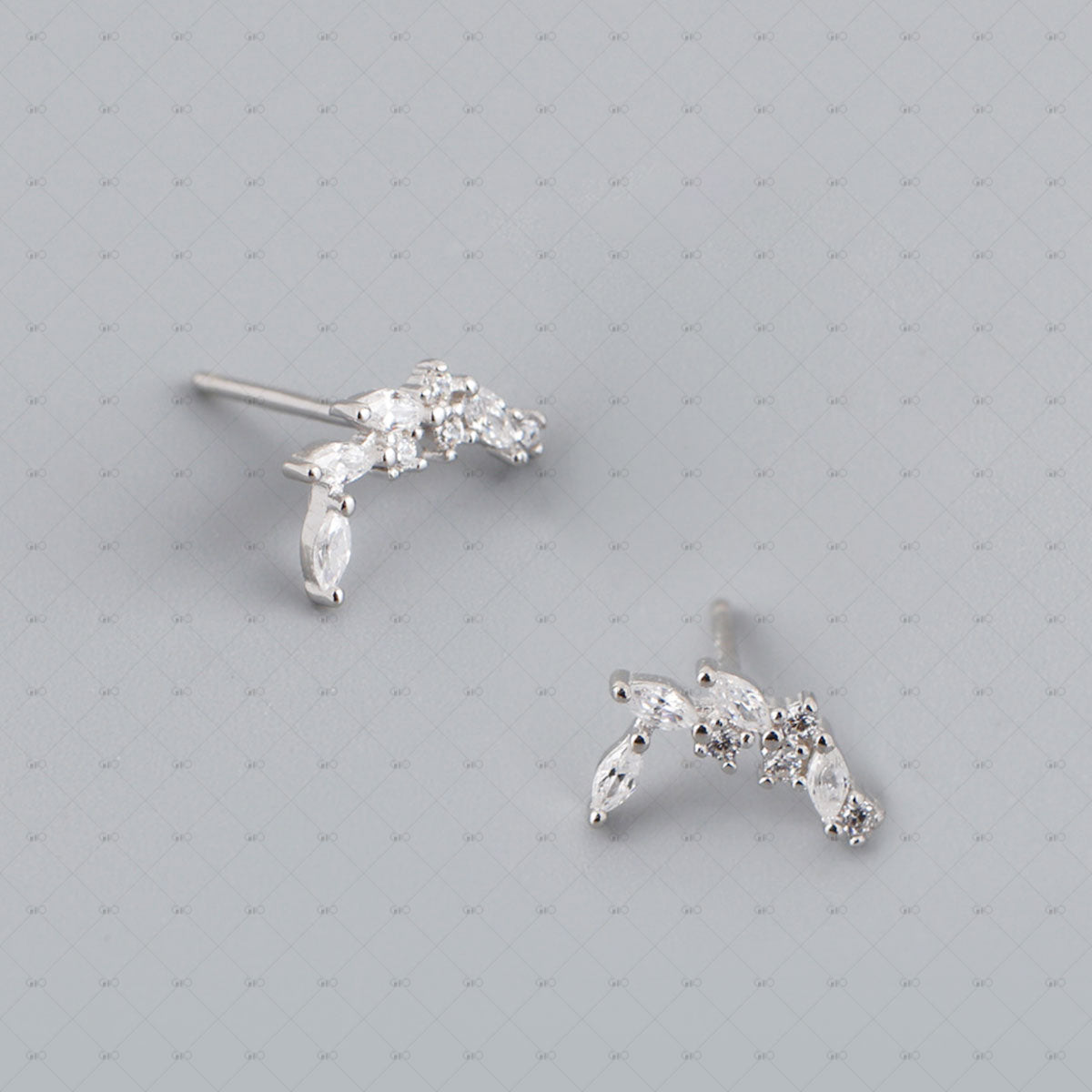 S925 Silver Moon Shaped Zircon Earrings