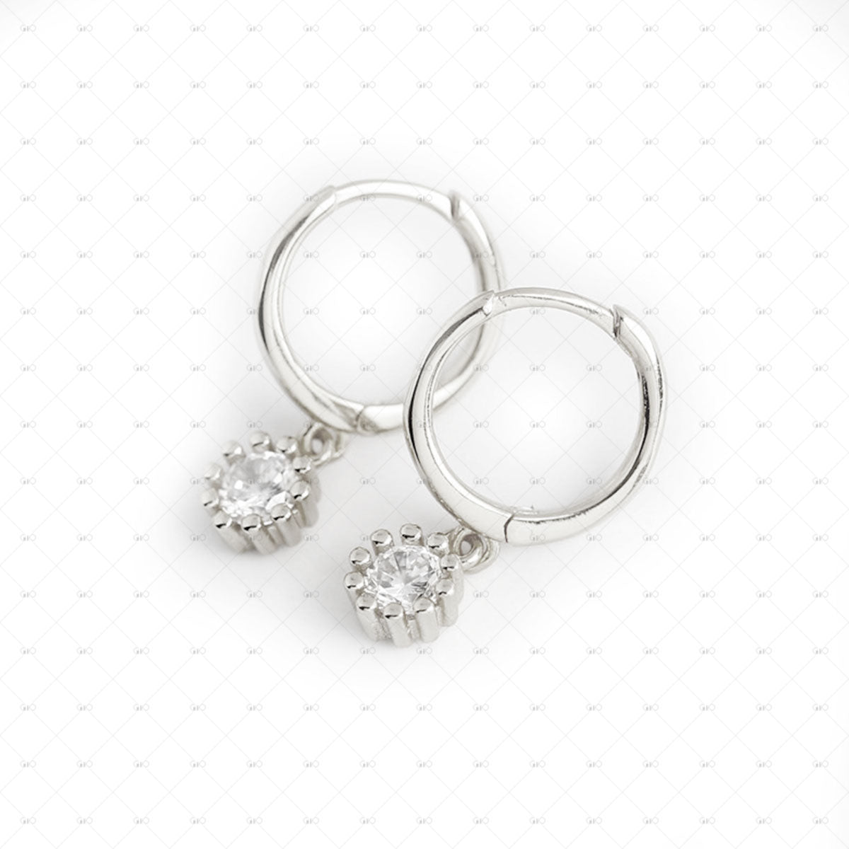 S925 Silver Small Flower Zirconia Round Earrings