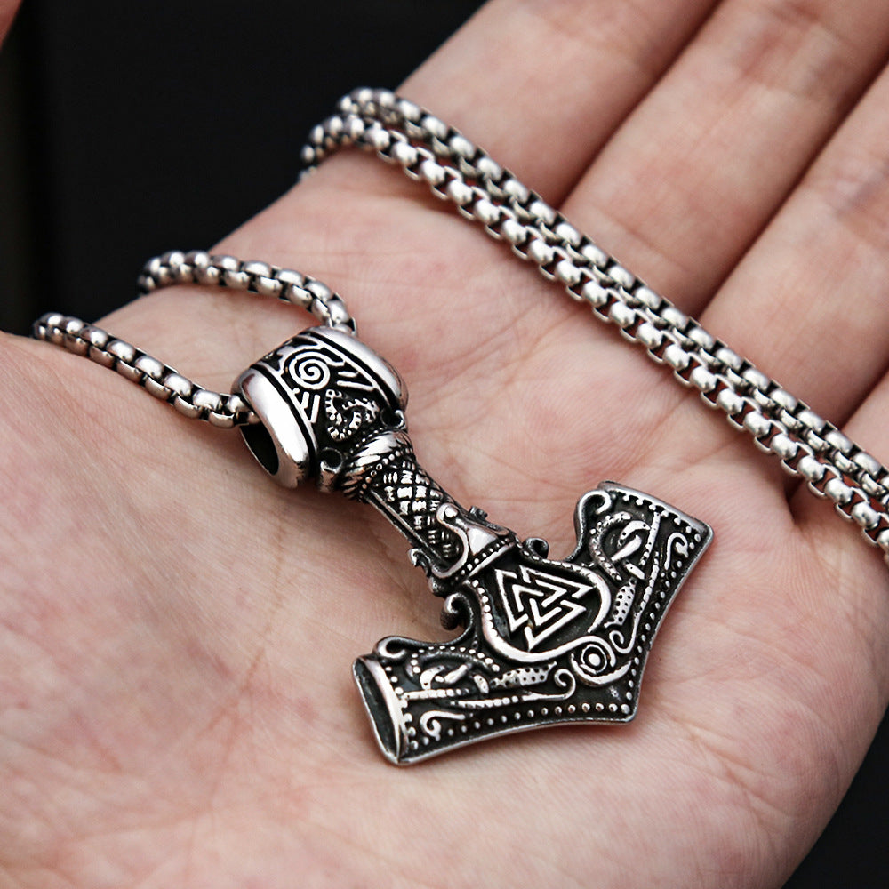 Viking Style Thor's Hammer Odin Necklace