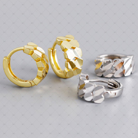 S925 Silver Geometric Pattern Round Earrings