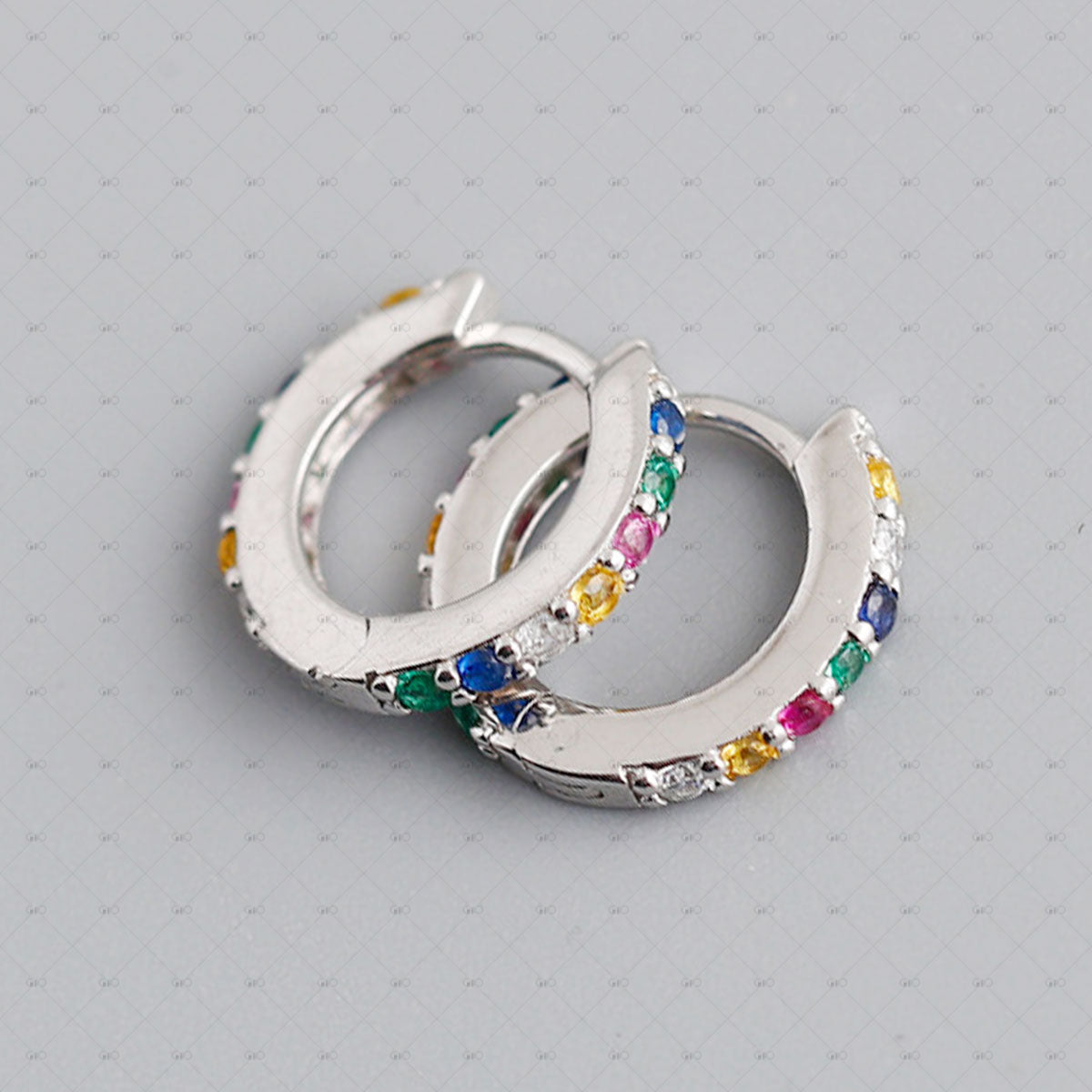 S925 Silver Round Multi-color Zircon Earrings