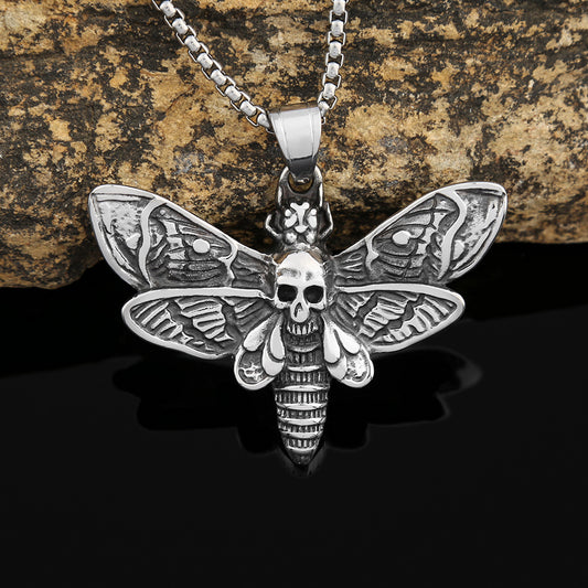 Viking Style Moth Skull Necklace