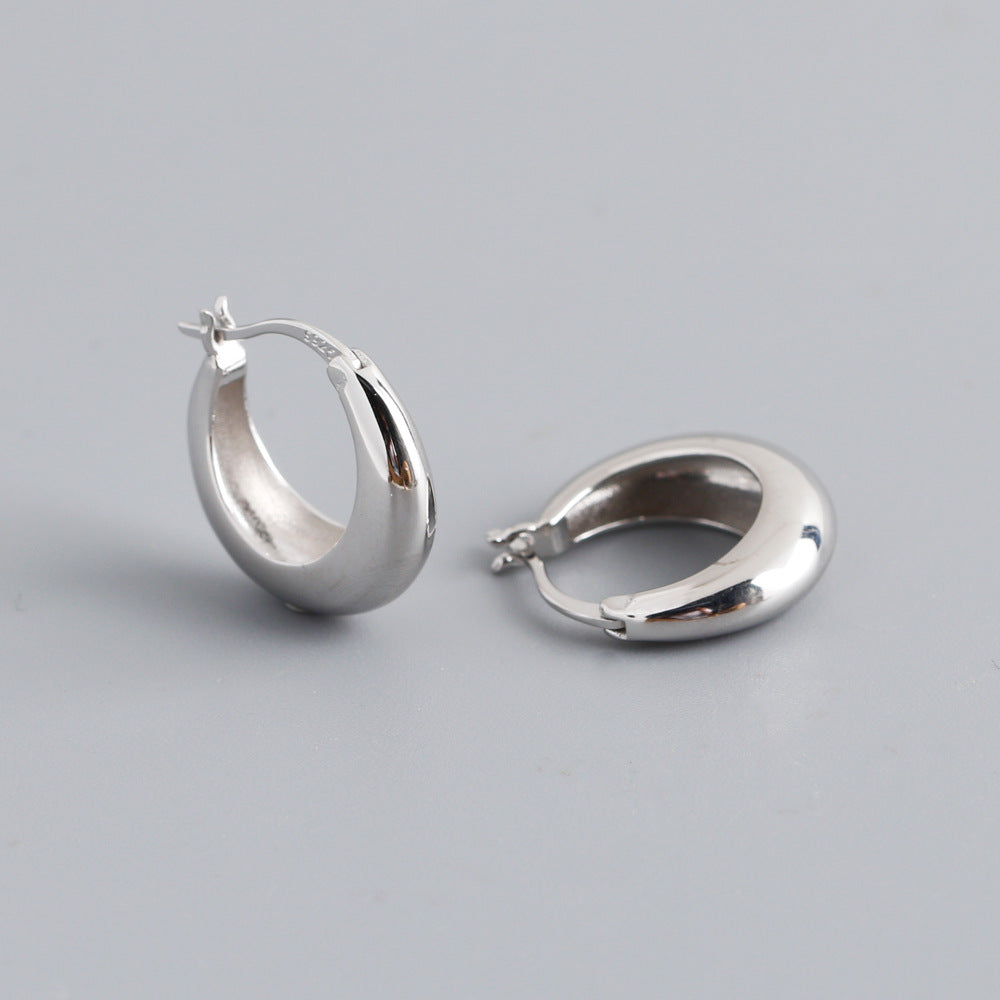 S925 Silver Thick Round Earrings