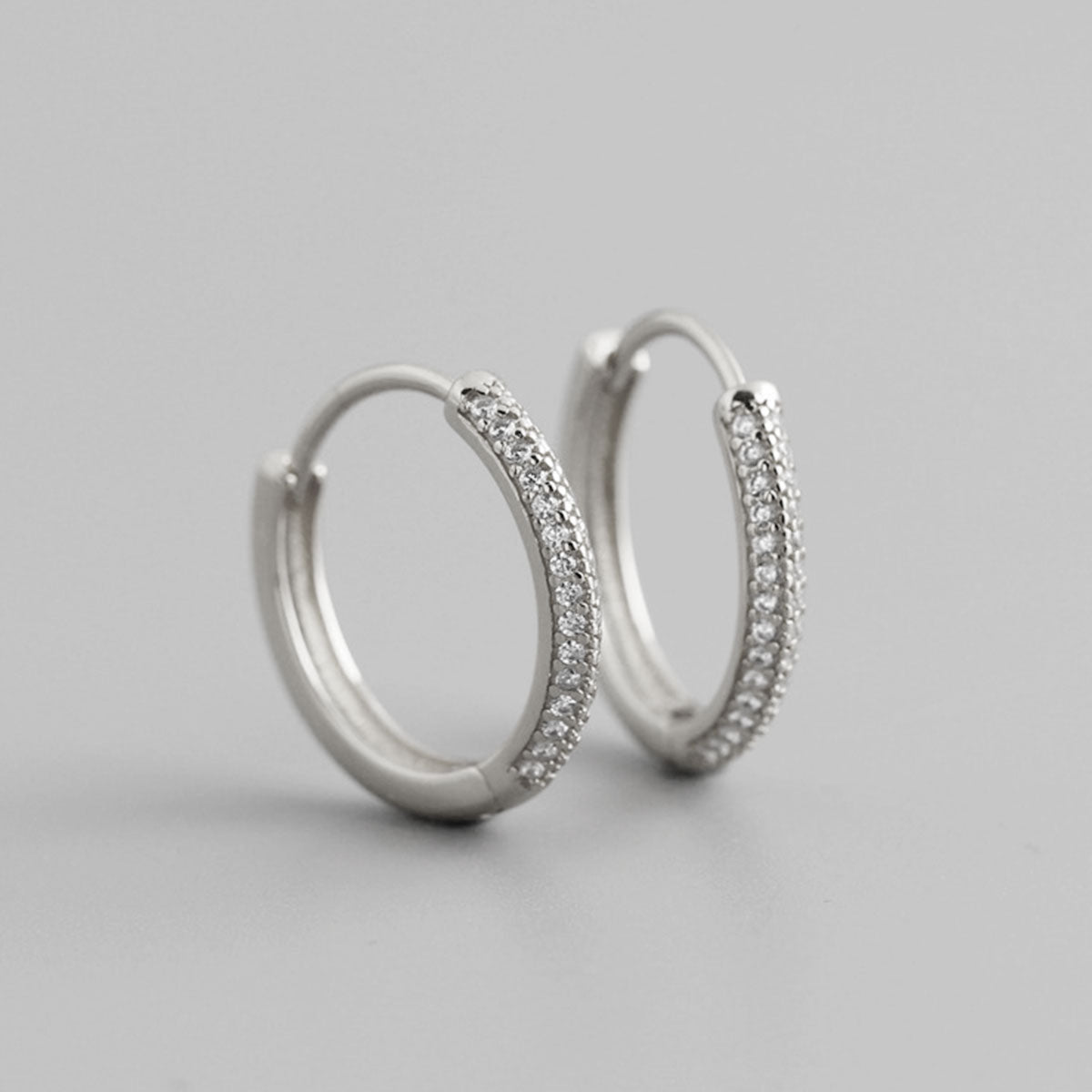 S925 Silver Zircon Round Earrings