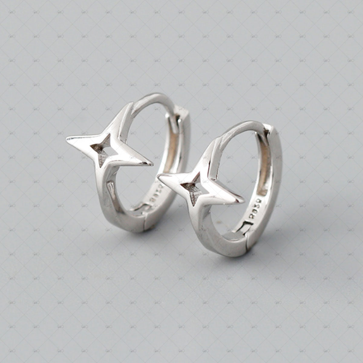 S925 Silver Sparkling Star Hoop Earrings