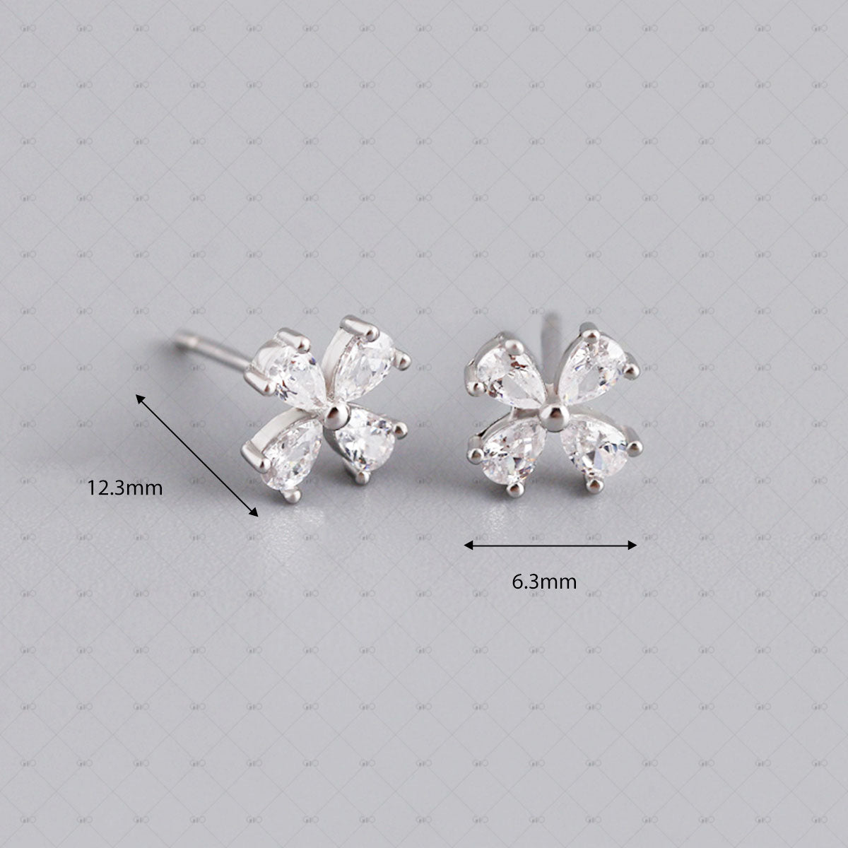 S925 Silver Flower-shaped Zircon Earrings