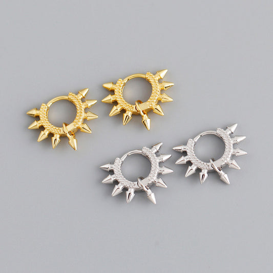 S925 Silver Punk Cool Stud Shape Earrings