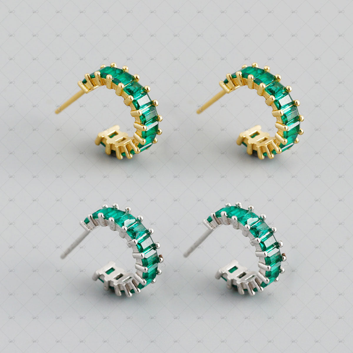 S925 Silver Square Multicolor Zircon Round Earrings