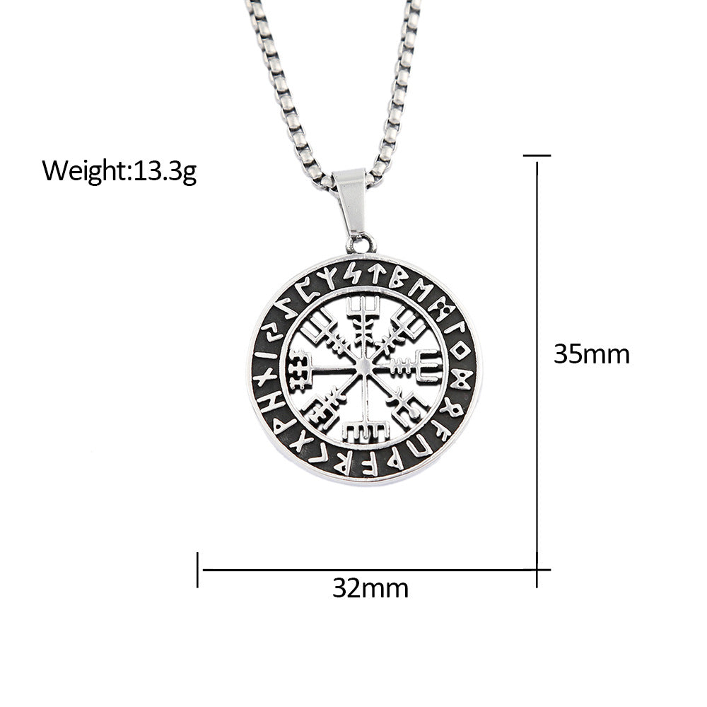 Viking Style Rune Compass Necklace