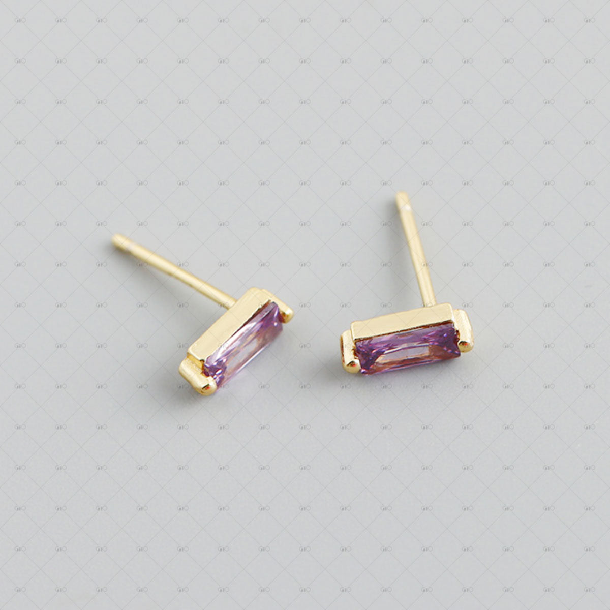 S925 Silver Petite Multicolor Square Zirconia Earrings