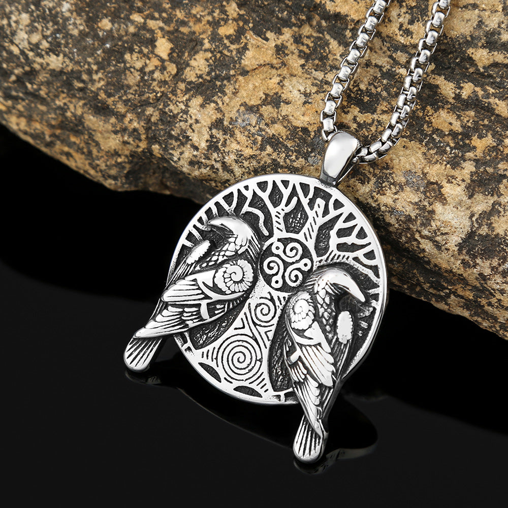 Viking Style Odin's Raven Necklace