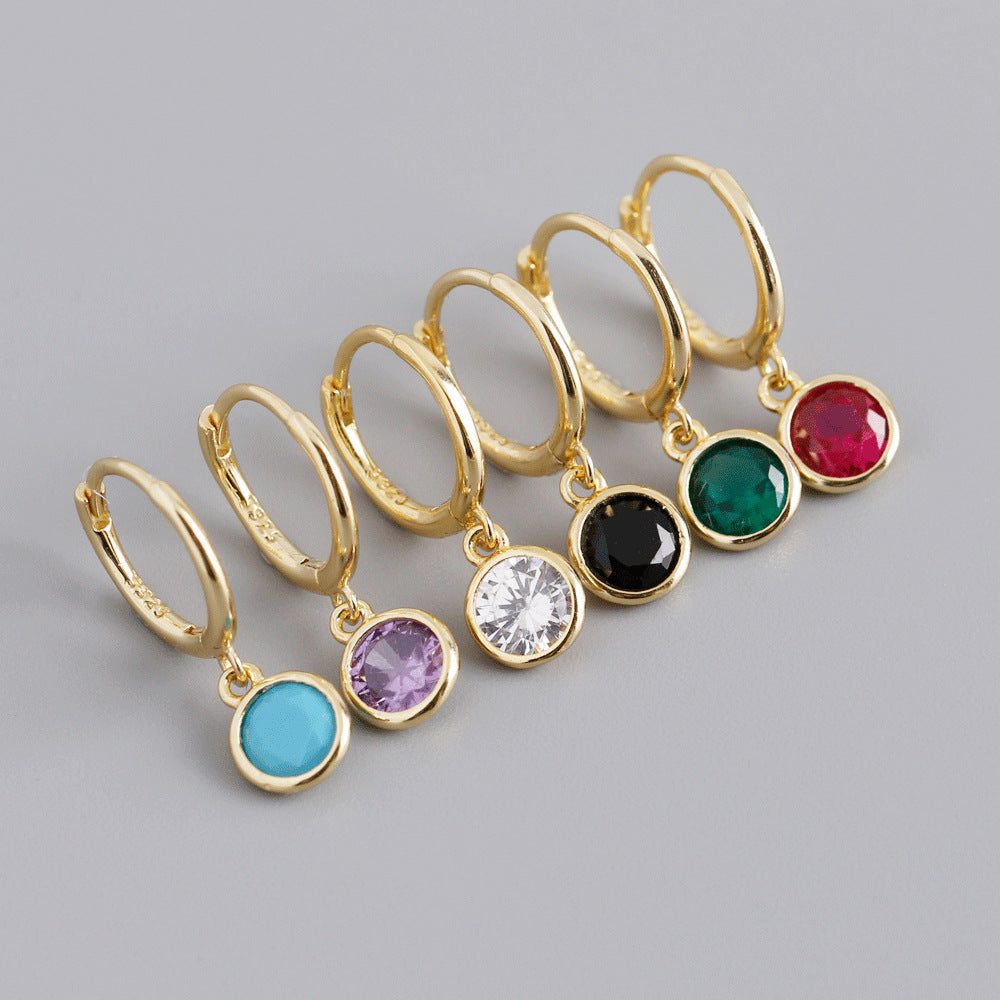 S925 Silver Multi-color Round Zircon Earrings