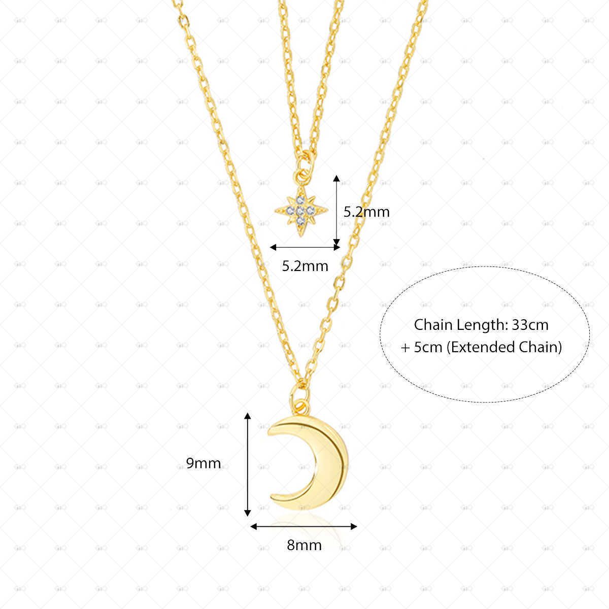 S925 Silver Double Layer Moon Star Zircon Necklace