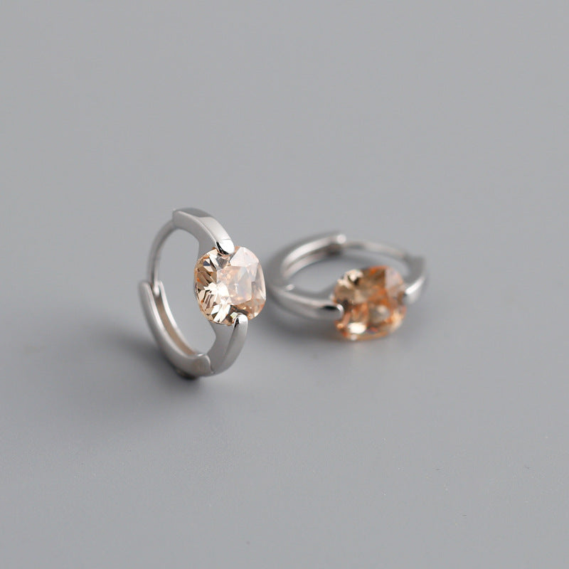 S925 Silver Multi-color Zircon Round Earrings