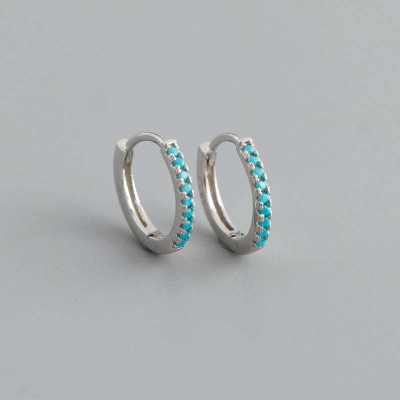 S925 Silver Blue Zircon Round Earrings