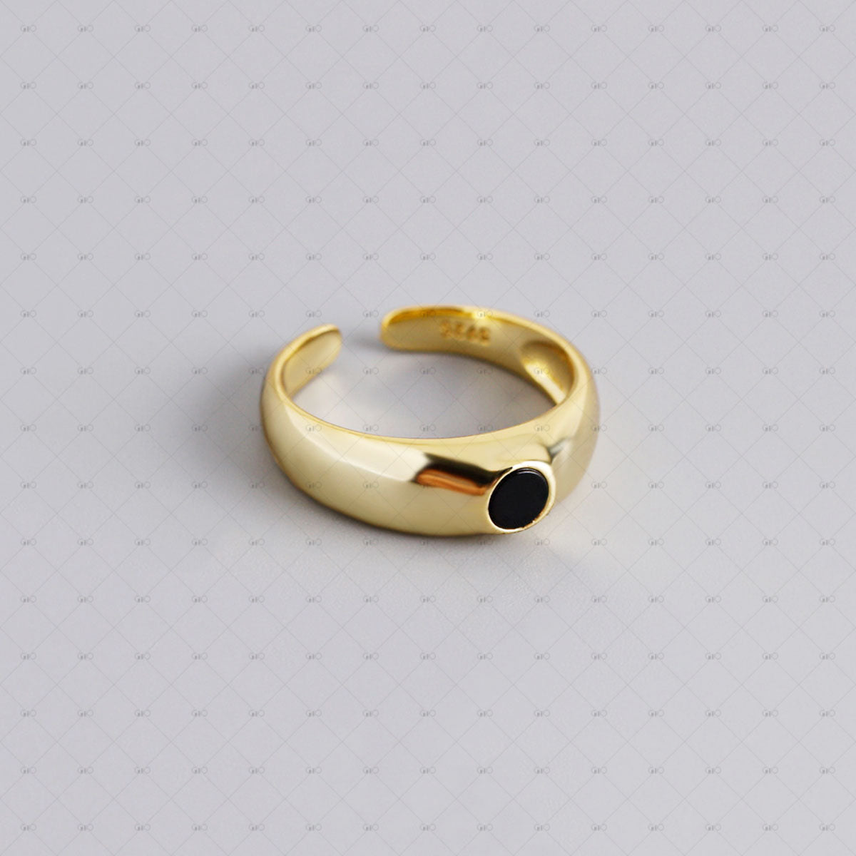 S925 Silver Black Round Zirconia Ring