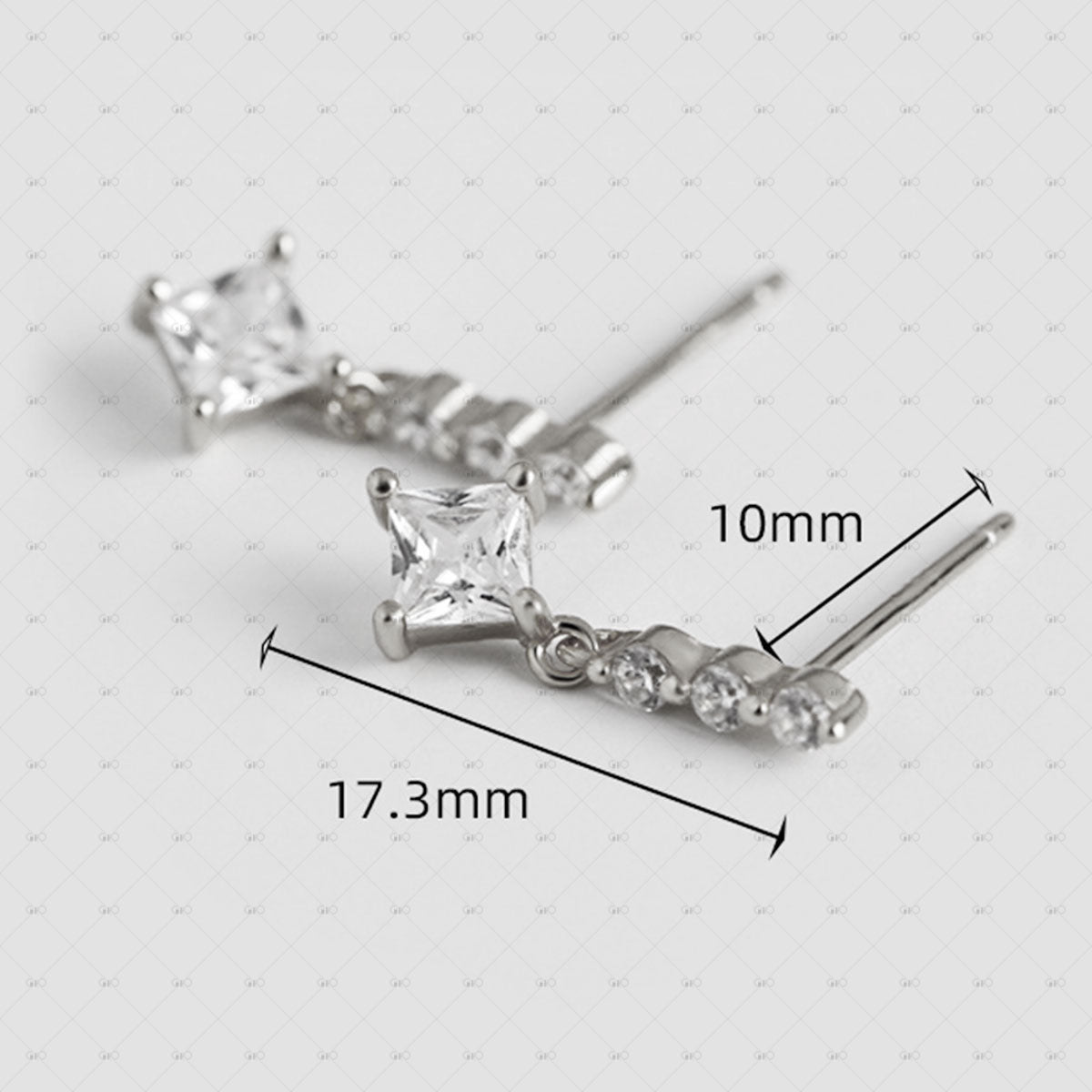 S925 Silver Versatile Square Zirconia Earrings