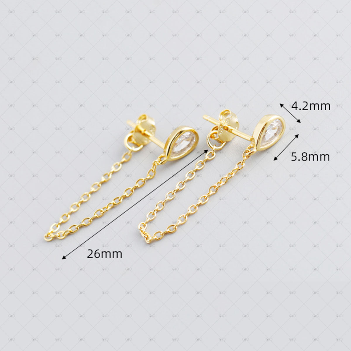 S925 Silver Drop Shape Zircon Chain Earrings