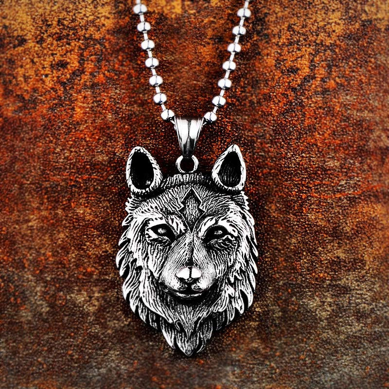 Nordic Retro Men's Punk Viking Wolf Head Pendant