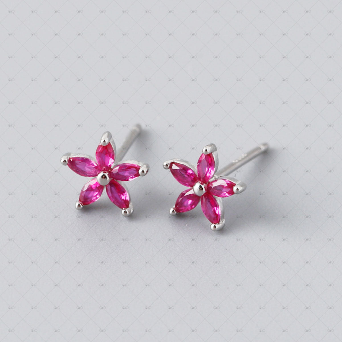 S925 Silver Plum Blossom Marquise Zircon Earrings