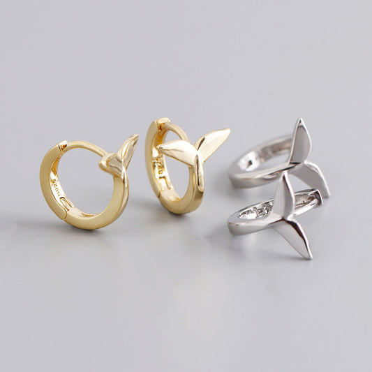 S925 Silver Fishtail Shape Round Earrings