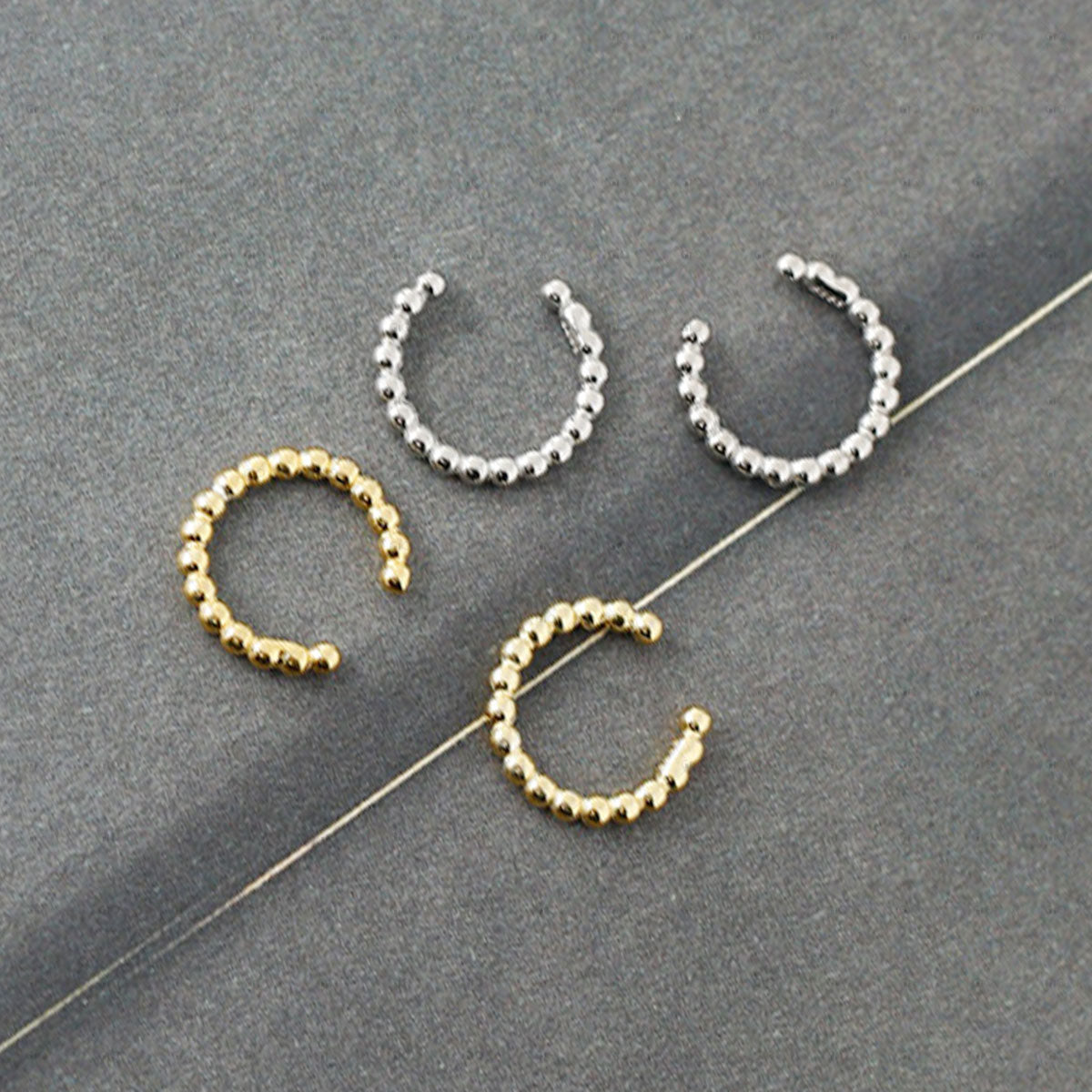 S925 Silver Bead Shape Ear Cuff Earrings