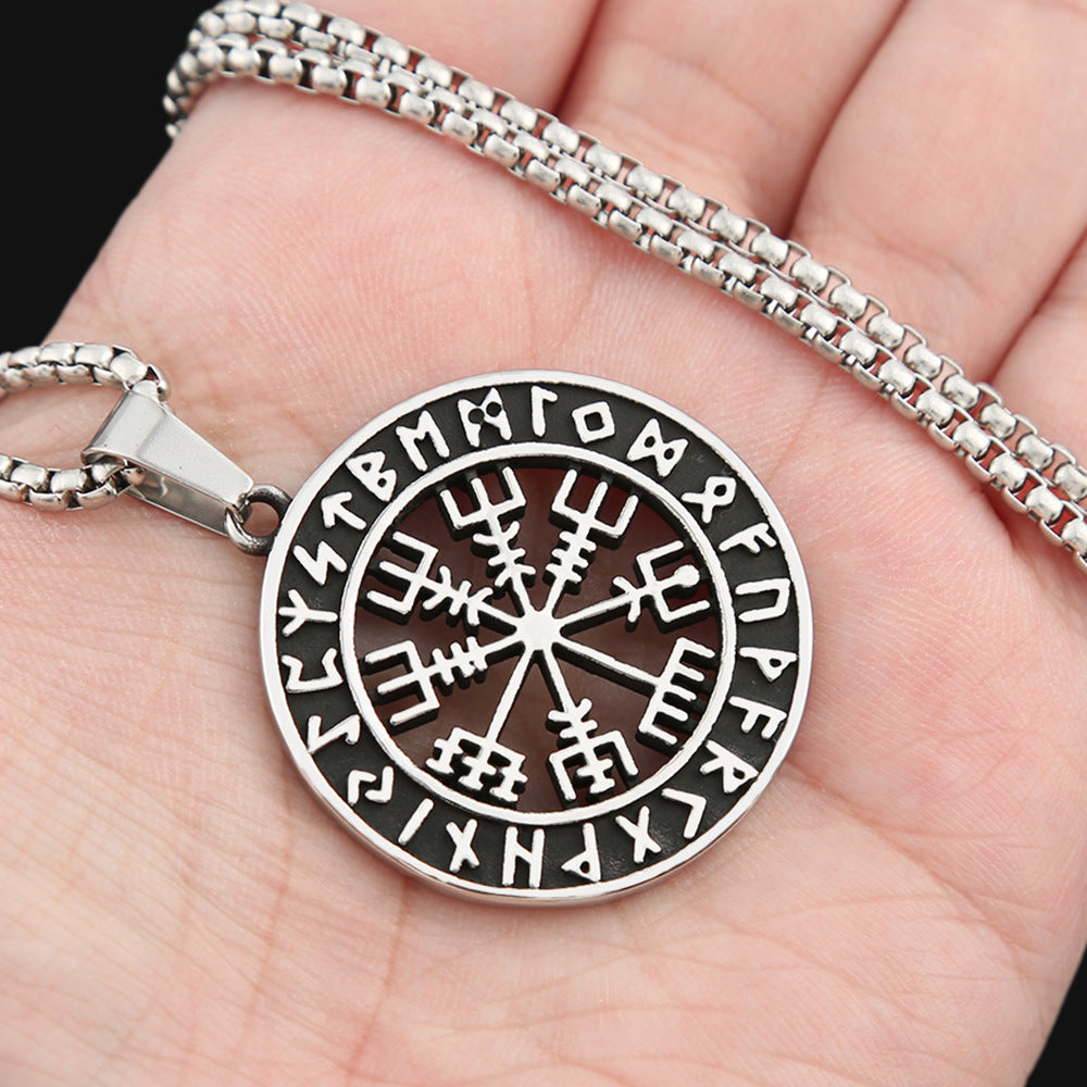 Viking Style Rune Compass Necklace