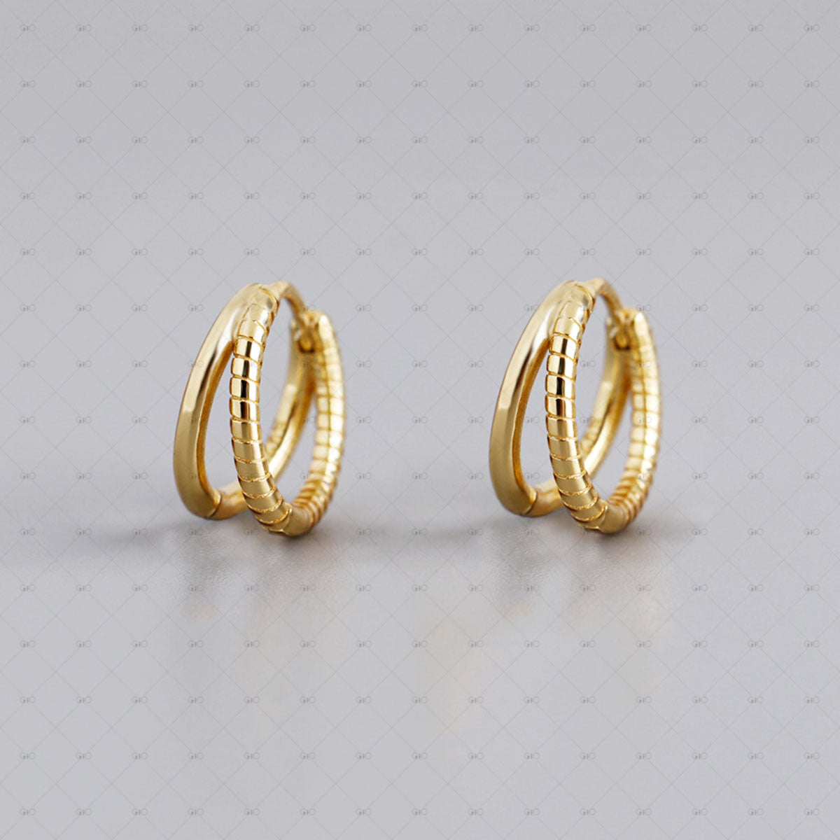 S925 Silver Double Circle Thread Design Earrings