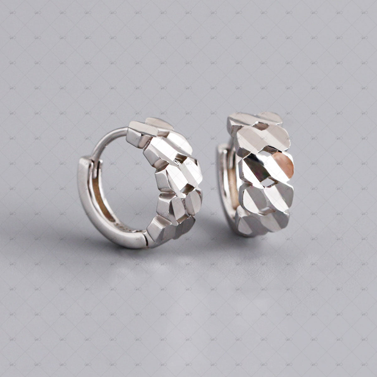 S925 Silver Geometric Pattern Round Earrings