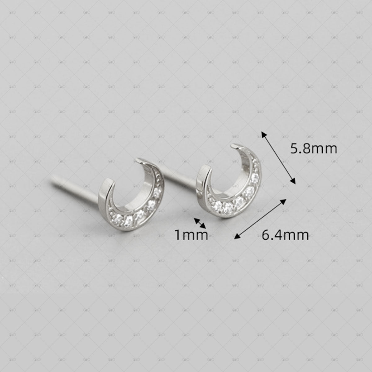 S925 Silver Moon Shape Zircon Earrings