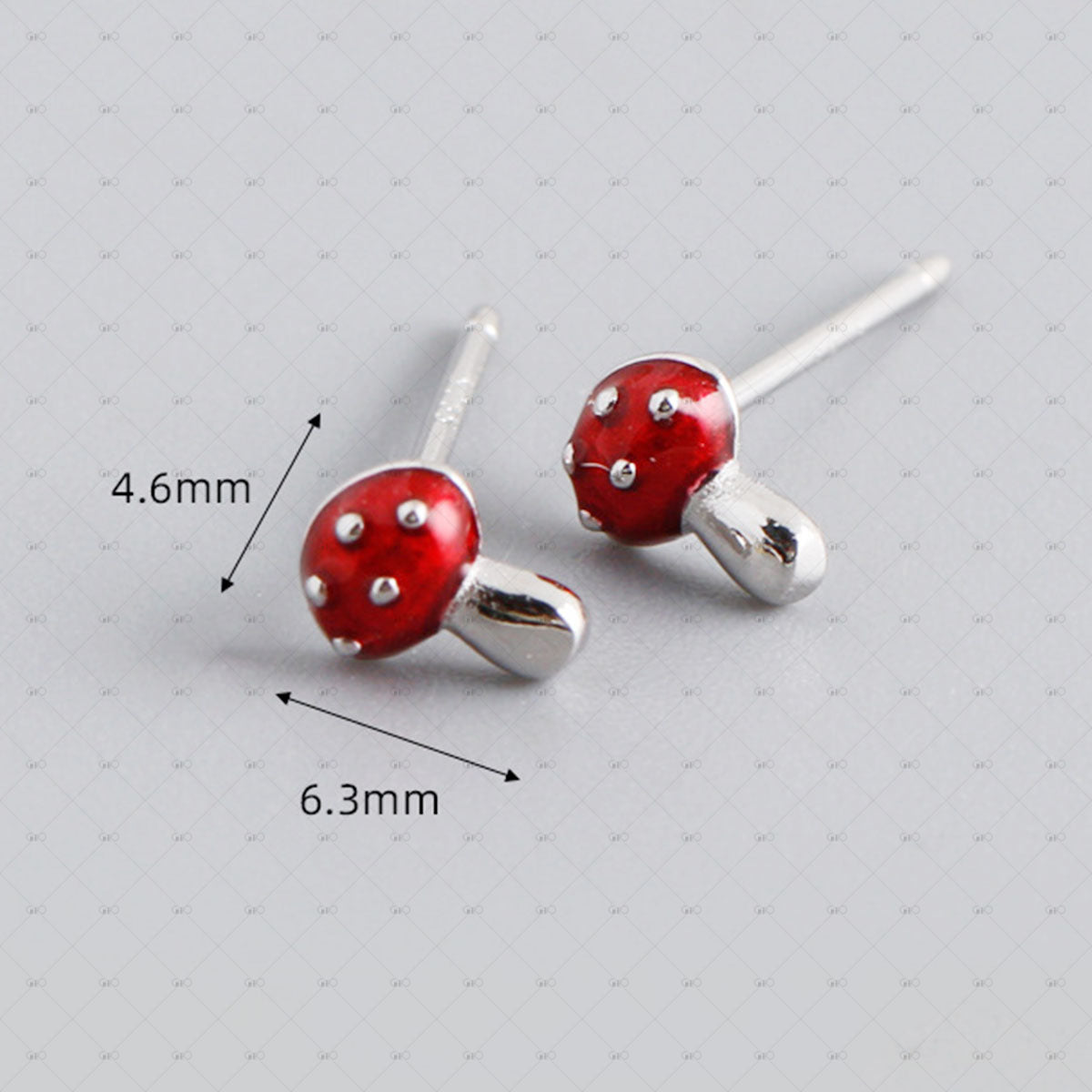 S925 Silver Red Mushroom Shape Oil Drop Earrings