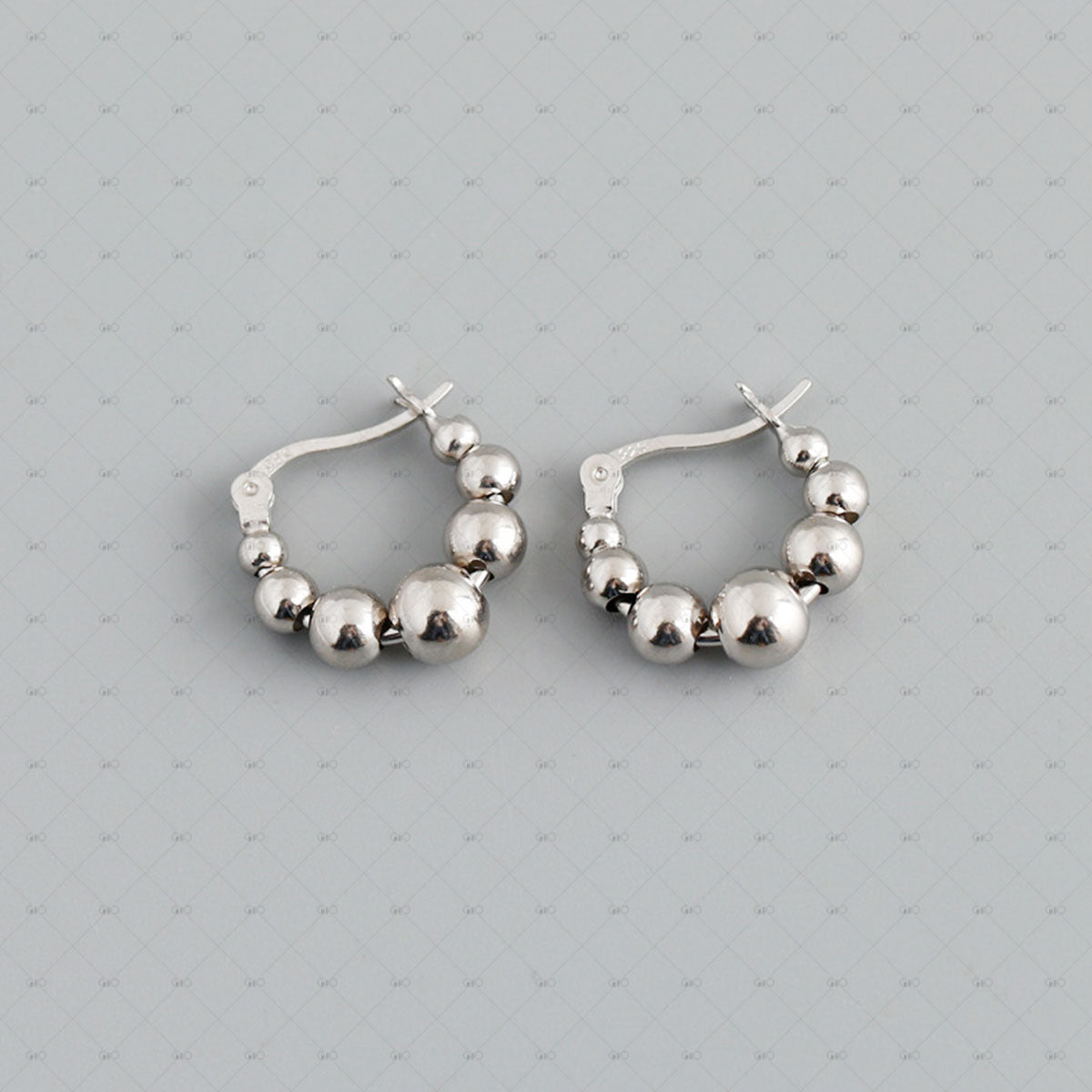 S925 Silver Cool Art Bead Shape Earrings