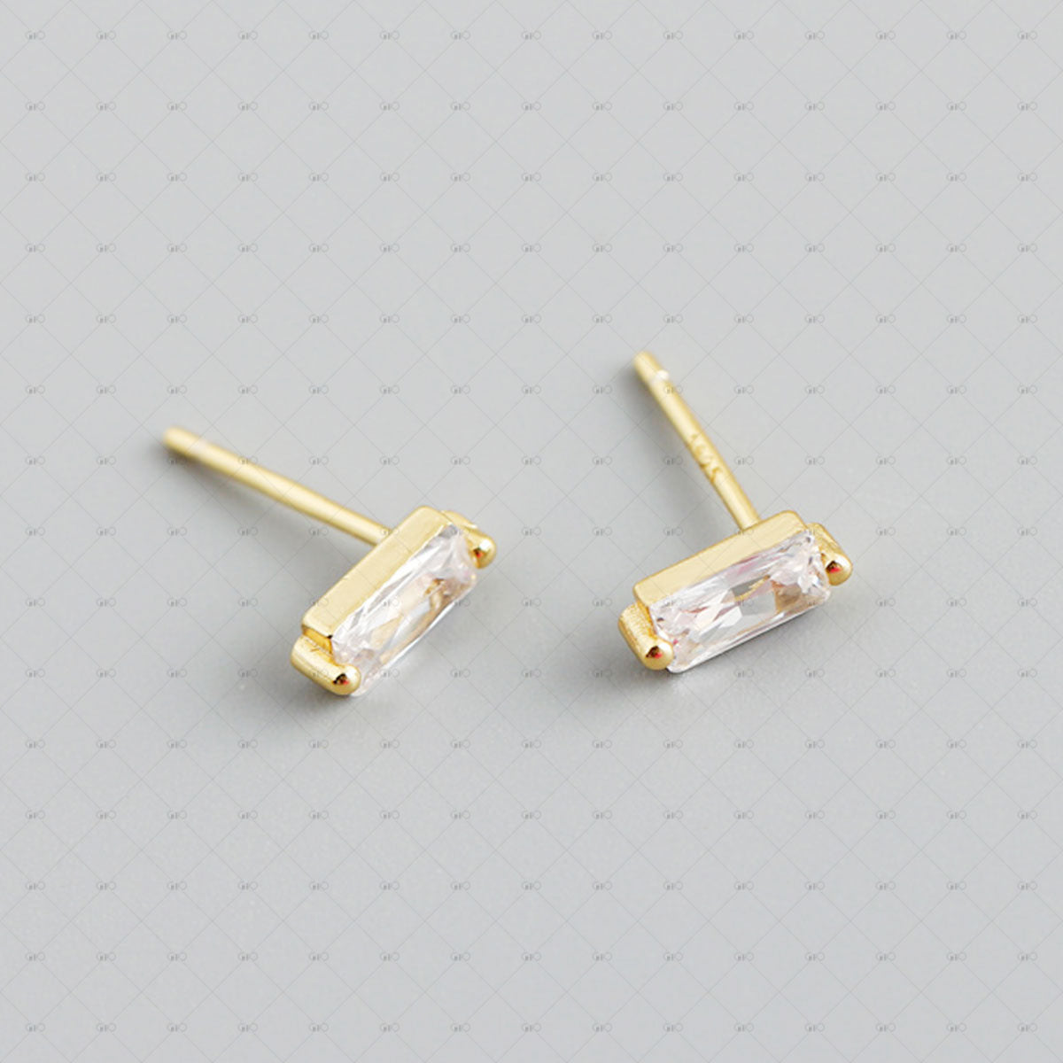 S925 Silver Petite Multicolor Square Zirconia Earrings