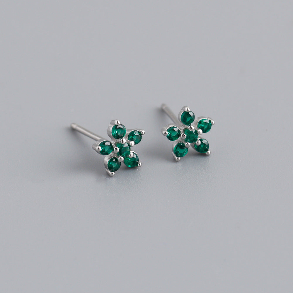 S925 Silver Multi-color Flower-shaped Zircon Earrings