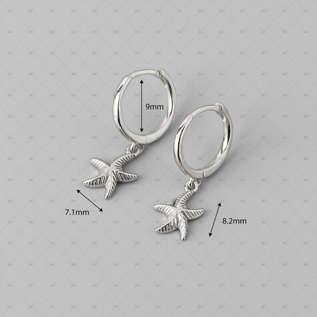 S925 Silver Starfish Shaped Round Earrings