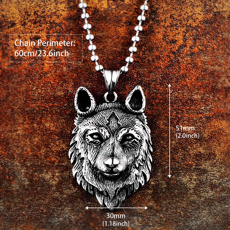 Nordic Retro Men's Punk Viking Wolf Head Pendant