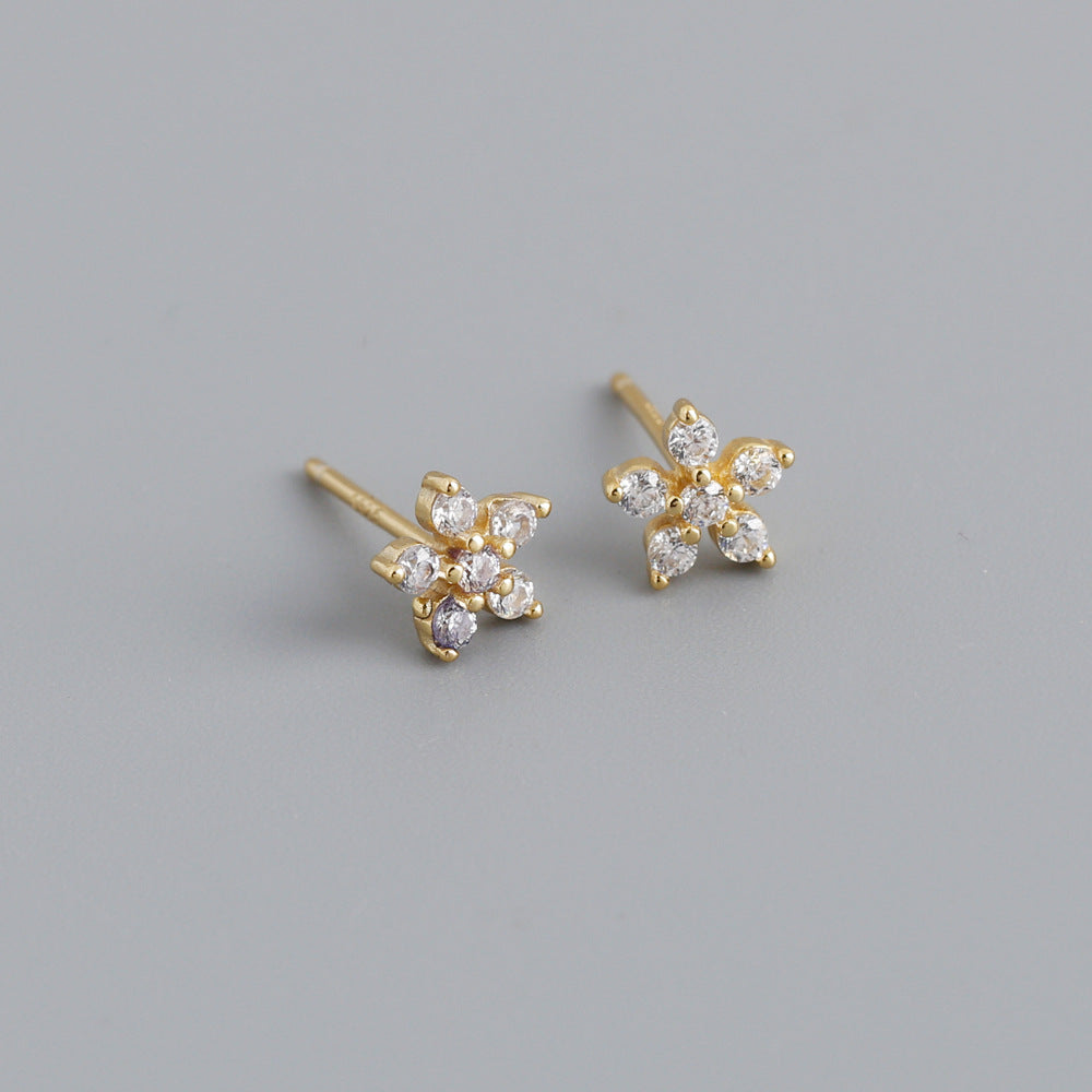 S925 Silver Multi-color Flower-shaped Zircon Earrings