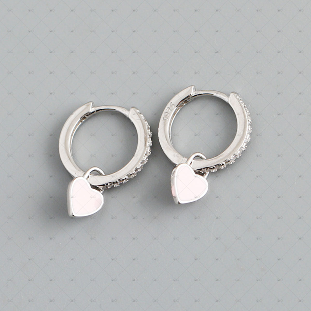 S925 Silver Multi-color Heart-shaped Oil Dripping Round Earrings