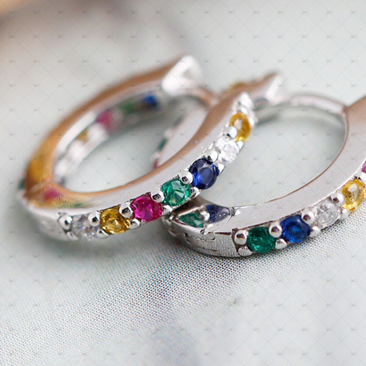 S925 Silver Round Multi-color Zircon Earrings