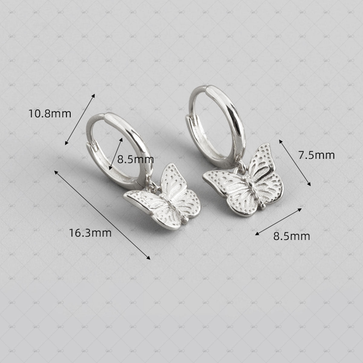 S925 Silver Butterfly Shaped Round Earrings