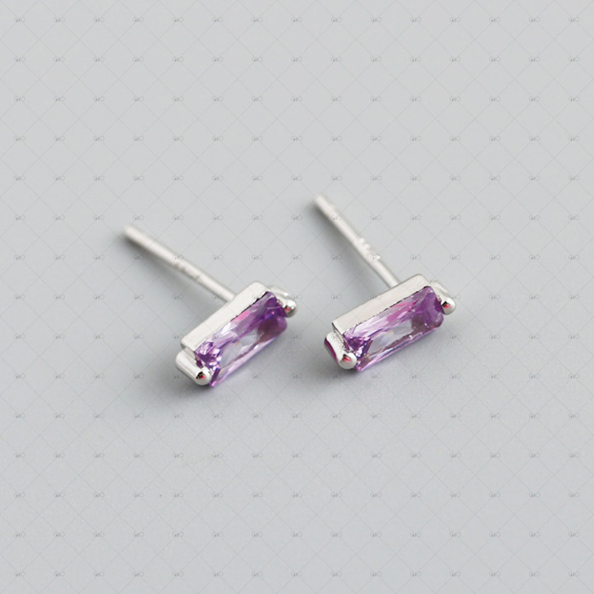 S925 Silver Petite Multicolor Square Zirconia Earrings