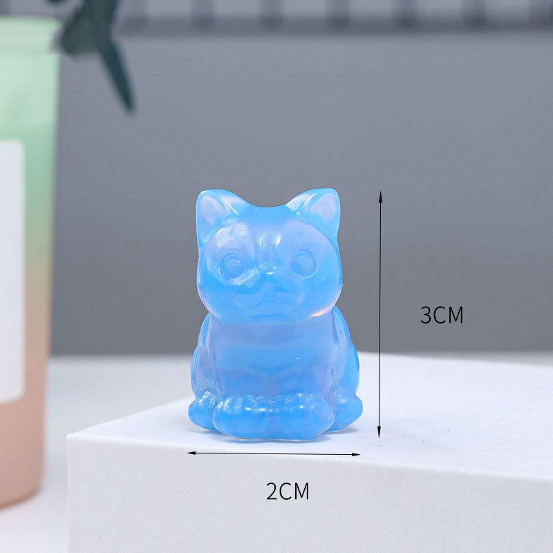 Natural Crystal Rough Stone Polished Cat Animal Ornaments