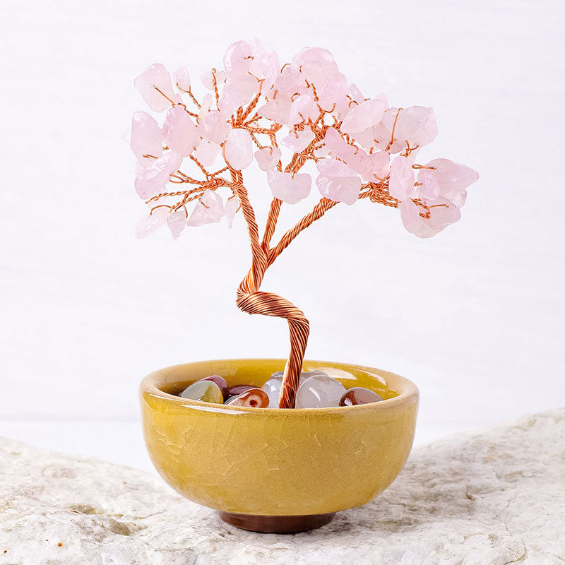 Natural Citrine Crushed Stone Agate Tumbled Stone Tree of Life Ornaments