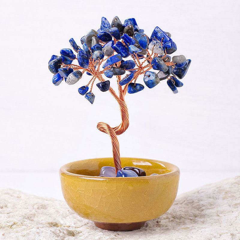 Natural Citrine Crushed Stone Agate Tumbled Stone Tree of Life Ornaments
